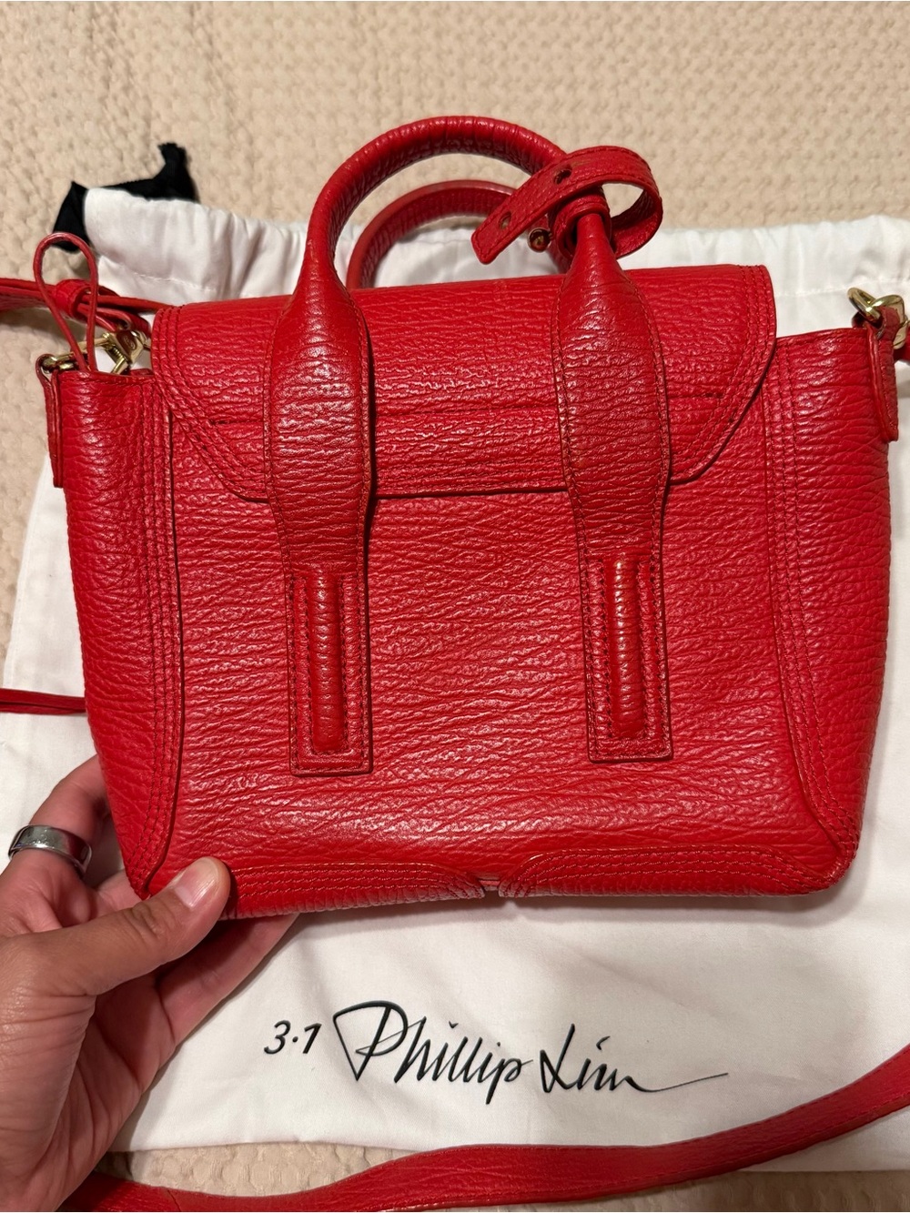 3.1 Phillip Lim Bright Red Mini Satchel with Gold Hardware - Picture 4 of 7